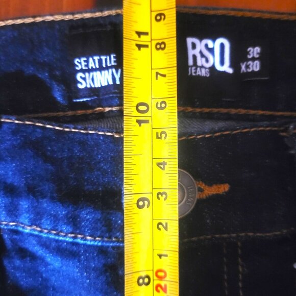 RSQ Seattle Skinny Taper Dark Wash Blue Jeans w/Contrast Stitching - Size 30x30 - Picture 10 of 12